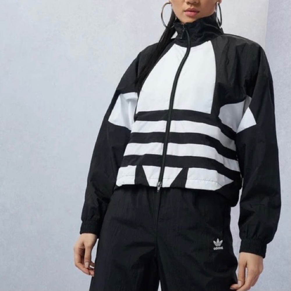 ADIDAS Originals Big Treefoil Logo Track Crop Cropped Jacket Adicolor Colorblock